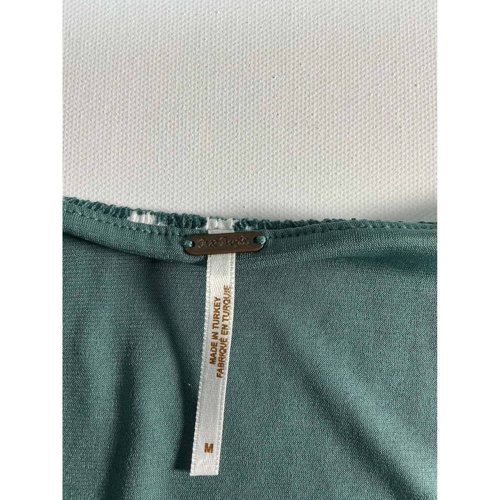Free People Daisy Chain Sweet Sun Puff Sleeve Crop Top Green Floral Size M